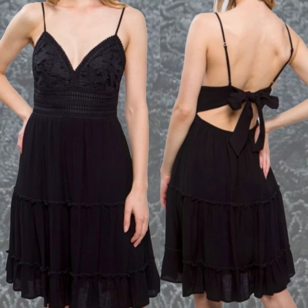 Love Tree Black Whimsigoth Fairy Romantic Crochet Lace HoCo Mini Dress